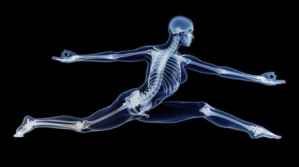 Obraz premium Full body x-ray of woman doing yoga poses