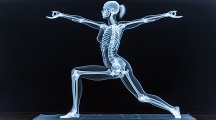 Obraz premium Full body x-ray of woman doing yoga poses