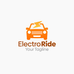Illustration Vector Graphic Logo of Electro Ride. Merging Concepts of a Flash Thunder and Car Shape. Good for business, startup, company logo