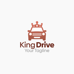 Illustration Vector Graphic Logo of King Drive. Merging Concepts of a King Crown and Car Shape. Good for business, startup, company logo