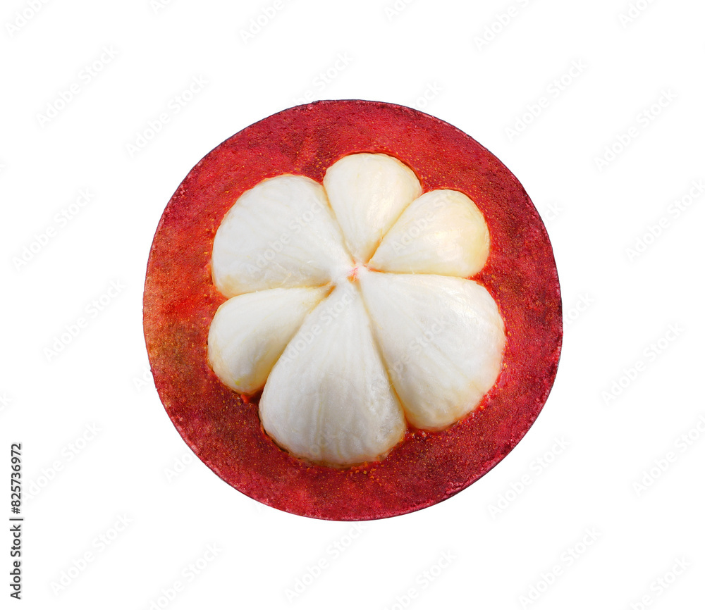 Sticker half of mangosteen isolated on white background. - Stickers