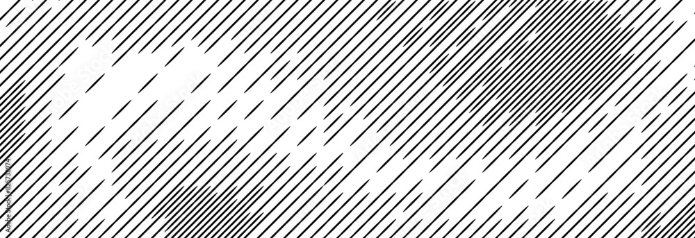 Aufkleber Diagonal dash line texture. Black slanted dashed lines pattern background. Straight tilt interrupted stripes wallpaper. Abstract dither rasterized grunge overlay. Vector wide ripple texture