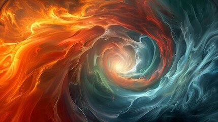 Fototapeta premium Vibrant Abstract Swirl with Fiery Colors 