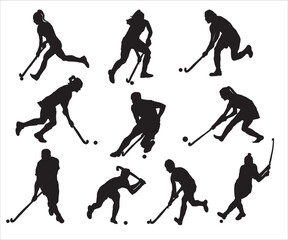 Print Field hockey player, Woman Field hockey Player Silhouette, Field Hockey Girl Silhouette, Female field hockey player,
