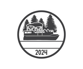 Print Pontoon Boat Design, Pontoon Boat Clipart, Pontoon Boat Vector, Pontoon Boat Gift, Pontoon Boat Outline