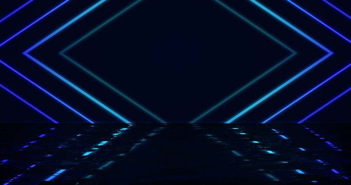 Abstract technology background clubbing nightlife background stock footage. Disco lights music concert light show glowing shiny square geometric laser loop with reflection. Award show ceremony event.