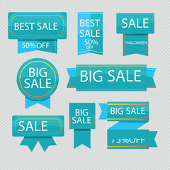 Set of vector red starburst, sunburst badges. Simple flat style vintage labels, stickers with sale discount text. Sale quality tags and labels. Template banner shopping badges