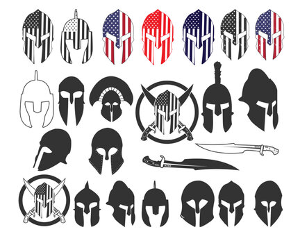 Print Spartan Helmet, Spartan Gift, US flag spartan, Spartans, Spartan Silhouette, flag spartan,