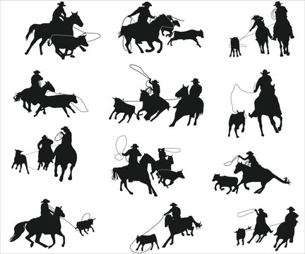 Print Team Roping Rodeo Ranch Design, Team roping Clipart, Cattle Roping Cowboy, Cattle Ranch, Rodeo, Ranch Rodeo returns, Cricut designs
