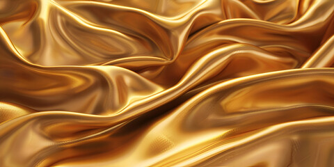 Shimmering Metallic Gold Fabric golden satin background. 