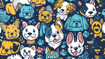 Cute and Colorful Dog Doodle Pattern for Kids