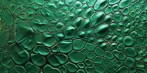 Macro shot of a green hammered metal texture with a soft pattern
