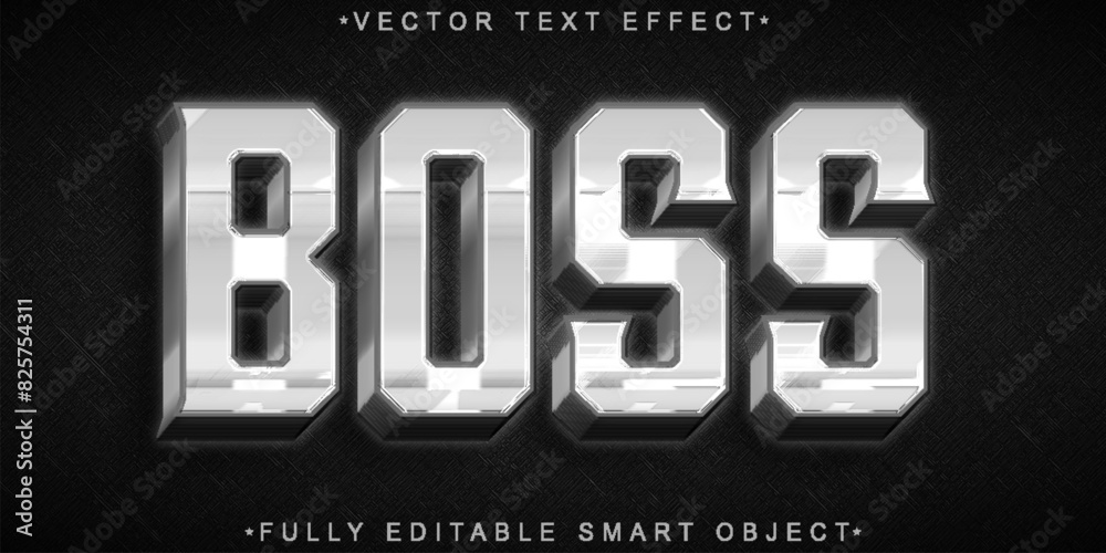 Poster shiny dark boss vector fully editable smart object text effect