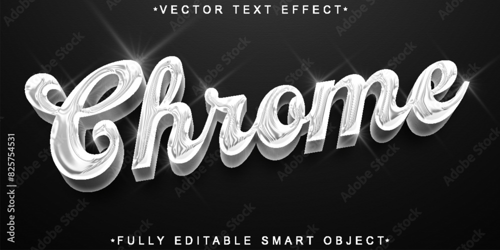 Poster Silver Chrome Vector Fully Editable Smart Object Text Effect