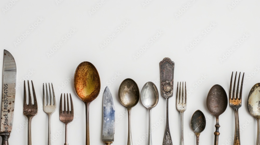 Sticker Cutlery on a white background seen from above