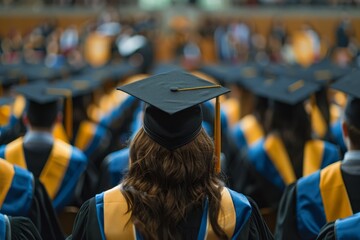 A woman wearing a graduation cap