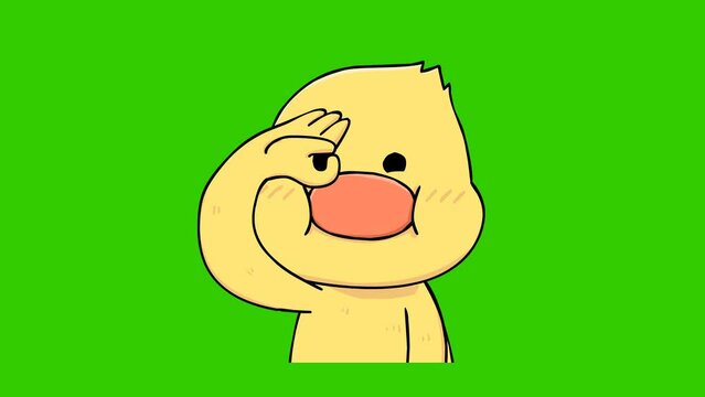 Animated Duck Making an "Okay" Gesture with Green Screen