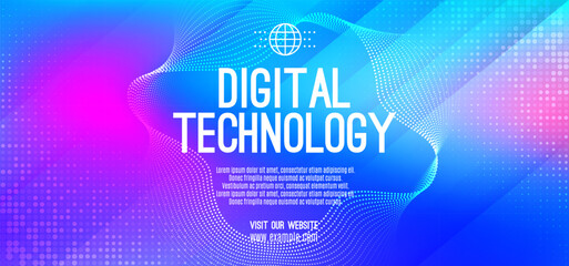 Abstract digital technology futuristic science blue pink background, Cyber science tech, Innovation communication future, Ai big data, internet network connection, Cloud hi-tech illustration vector