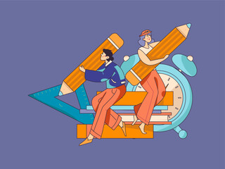 Education and learning people flat vector concept hand drawn illustration
