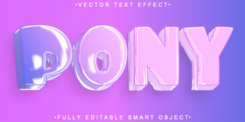 Cartoon Shiny Cute Pony Vector Fully Editable Smart Object Text Effect