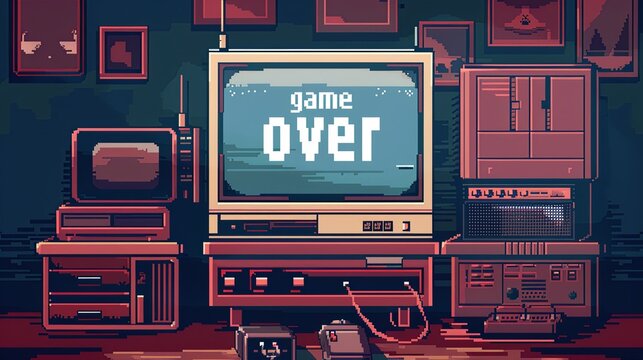 A computer monitor with the words game over on it