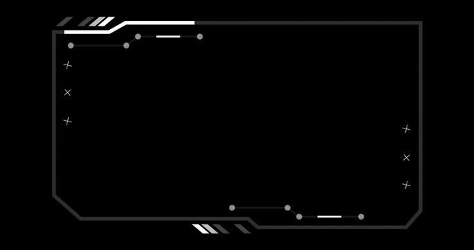 
4K Rectangle hud interface dynamic moving shapes. Stream starting bg. Technology hud viewfinder motion graphic element static scientific games movies title video. Cyber concept software geometry cut 