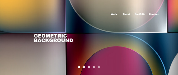 Bright colorful squares with round elements minimal geometric background. Vector Illustration For Wallpaper, Banner, Background, Card, Book Illustration, landing page