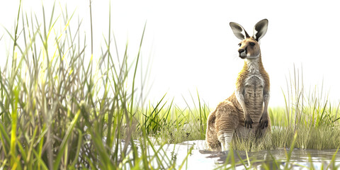 A kangaroo on a nature background animal wildlife  . 
