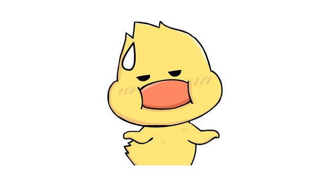 Animated Duck with Unbothered Expression | White Background | Stock Animation
