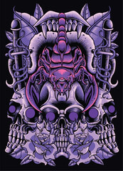 Graphic Demon Beast Mode Illustration for Apparel Style