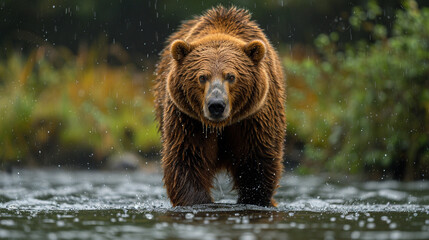 brown bear in the lake