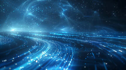 A breathtaking blue technological landscape, characterized by precise lines and sparkling dots, surrounded by mesmerizing halos, embodying the best possible quality 