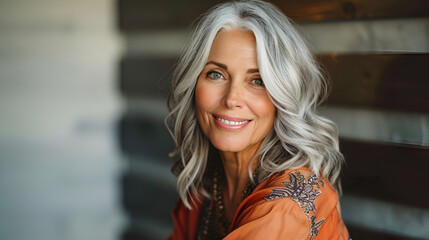 Fototapeta premium Beautiful senior woman, generative AI