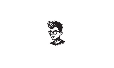 MAN CARTOON logo black vector on white background
