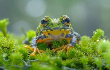 Obraz premium Close-up of Ranitomeya fantastica varodero on moss
