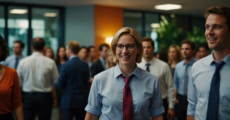 A vibrant office party comes to life in a beautifully blurred shot of mingling business people