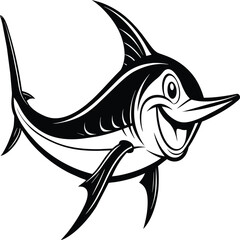 Marlin Swordfish illustration in black clipart style blue marlin vector fisherman logo fishing
