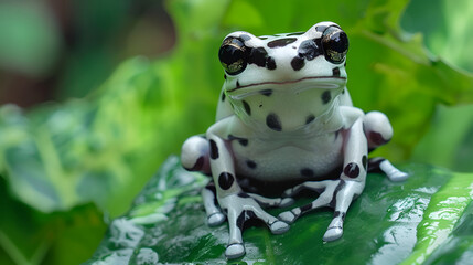 Beautiful tiny Amazon milk frog panda tree frog, generative AI
