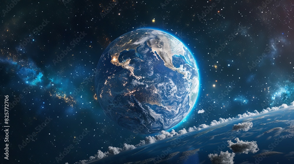 Poster a three-dimensional image of the earth resembling an echo