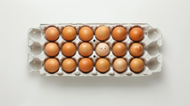 Chicken eggs packed on a white background