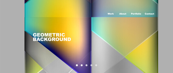 Fototapeta premium Flowing bright neon gradients geometric abstract background with triangles and lines. Fluid color pattern of color liquid gradient background for wallpaper, banner, background, card, landing page