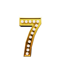 7 or seven Luxury Gold with lighting effect on transparent background