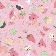 Fruit assorted, seamless pattern, texture, background.