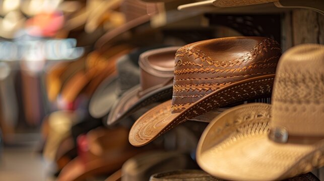 Participants eagerly trying on different hat styles and experimenting with different brim sizes discovering their own personal preferences in the world of cowboy hats.