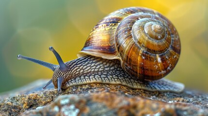 A snail is crawling on top of a rock. - Powered by Adobe