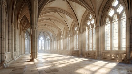 Fototapeta premium Expansive, light-filled room with a sense of openness and airiness. Architectural concept