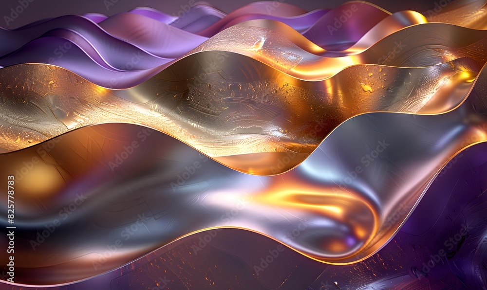 Wall mural luxury and elegance background, waves of metallic gold and purple background