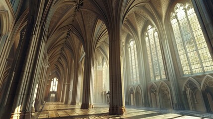 Fototapeta premium Spacious, luminous room radiating a feeling of vastness and natural light. Serene design