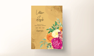 wedding invitation card with Mexican flowers frame