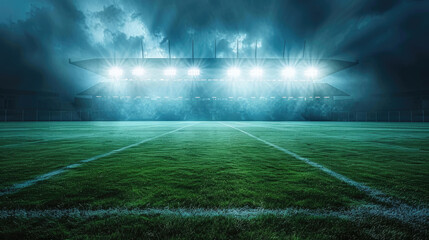 Spectacular Stadium with Illuminated Floodlights